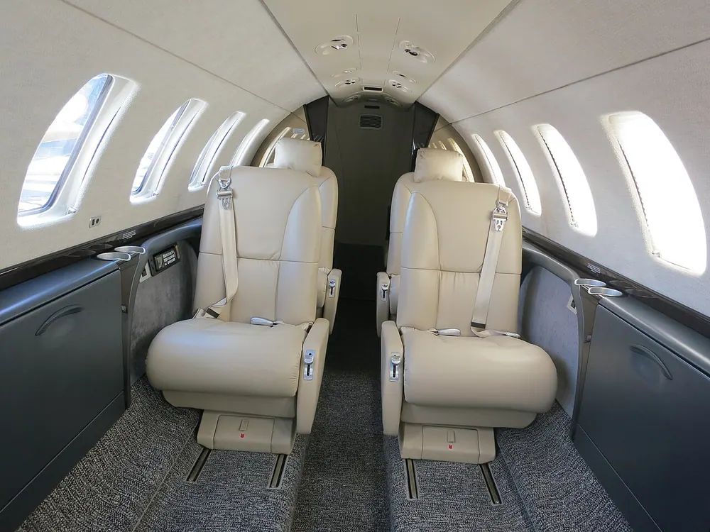 Citation CJ3 cabin, looking aft.