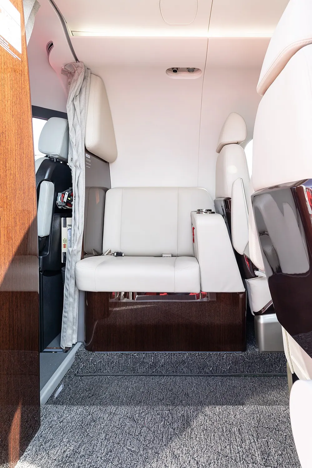 Phenom 100 EV seating displayed at EBACE 2019.