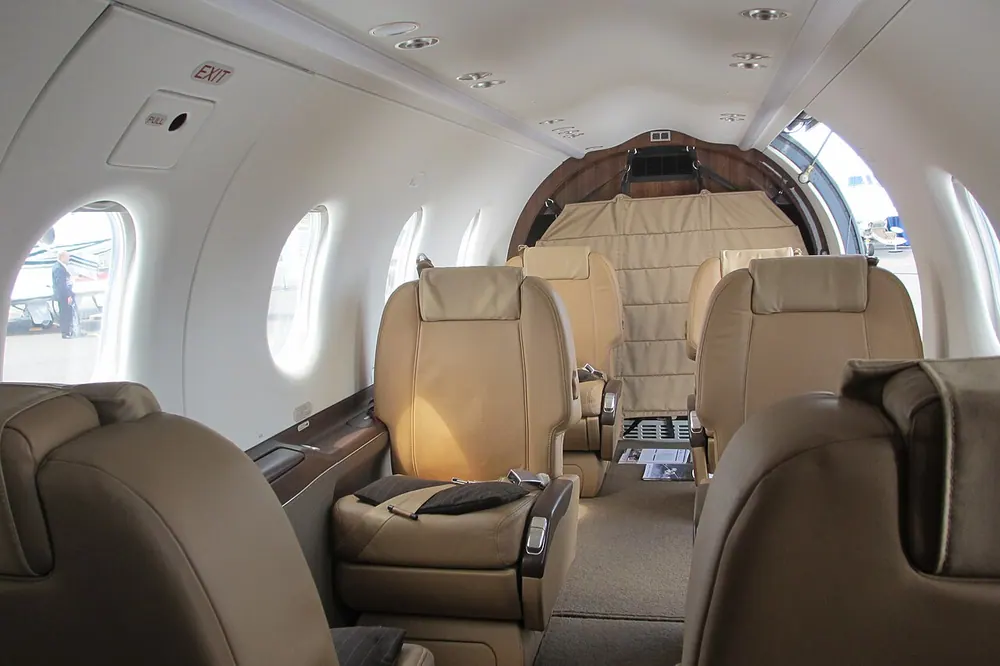 Pilatus PC-12 seating example, photographed in 2012.